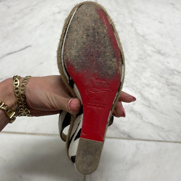 Christian Louboutin Black and White Pony Hair Women's Sandals - Picture 6 of 7